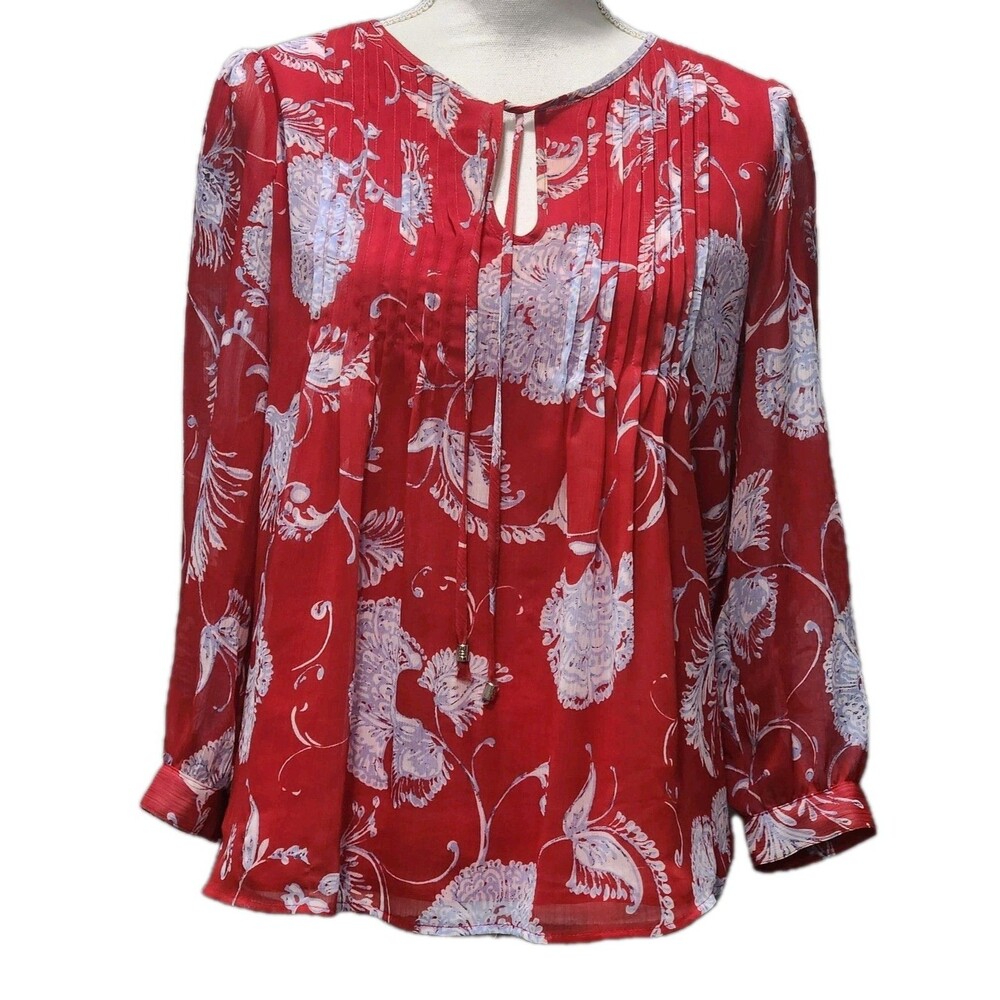 Tommy Hilfiger Women Red Long Sleeve Georgette Blouse XS